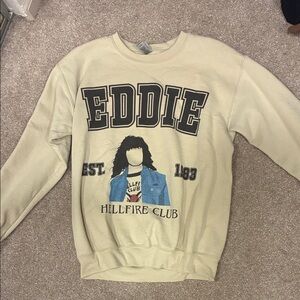 Gildan Cream Heavy Blend Crewneck Sweatshirt of Eddie from Stranger Things